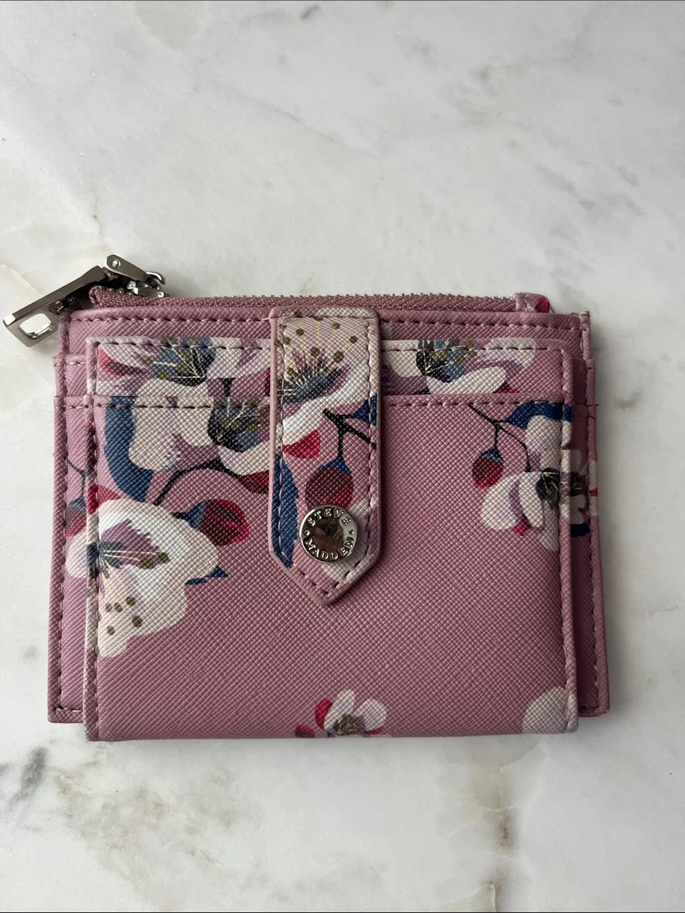 Steve Madden Pink Floral Compact Card Wallet